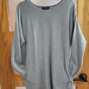 CHARLIE B Light Blue Scoop Neck Pullover Sweater